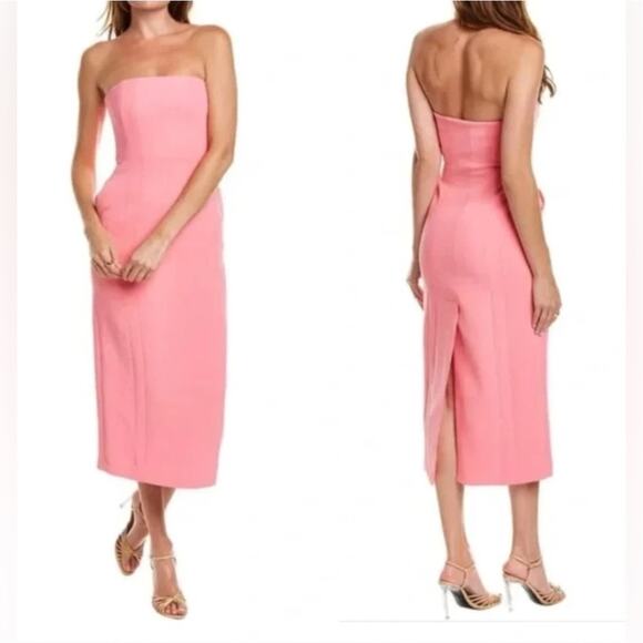 NWT A.L.C. Elizabeth Strapless Midi Dress Pink Size 2 - Picture 1 of 9